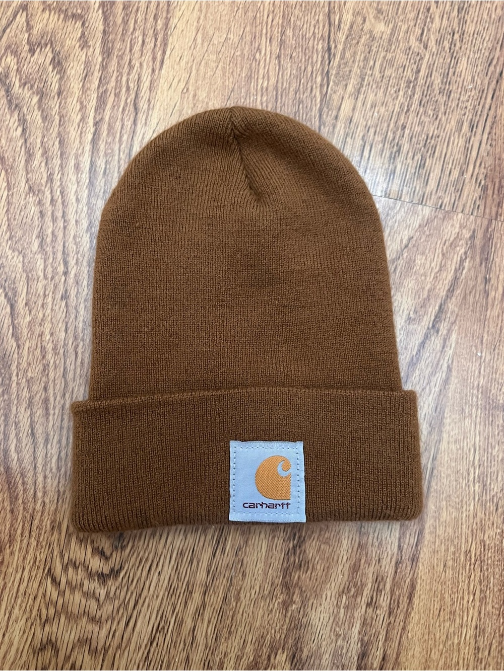 Carhartt Brown Knit Beanie Cuffed Watch Cap Winter Hat Logo Workwear Streetwear